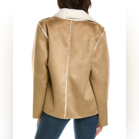 MICHAEL STARS Faux Fur Tan White Suede Kit Jacket - Picture 12 of 12